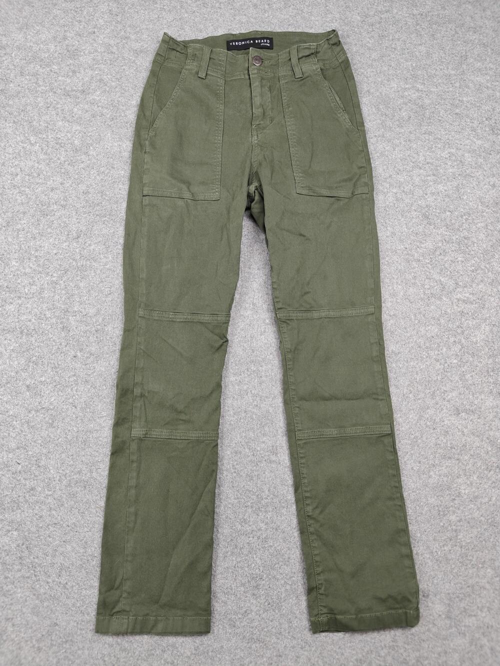 Veronica Beard Pants Womens 2 Green Lynne Cargo High-Rise Slim Twill Pockets
